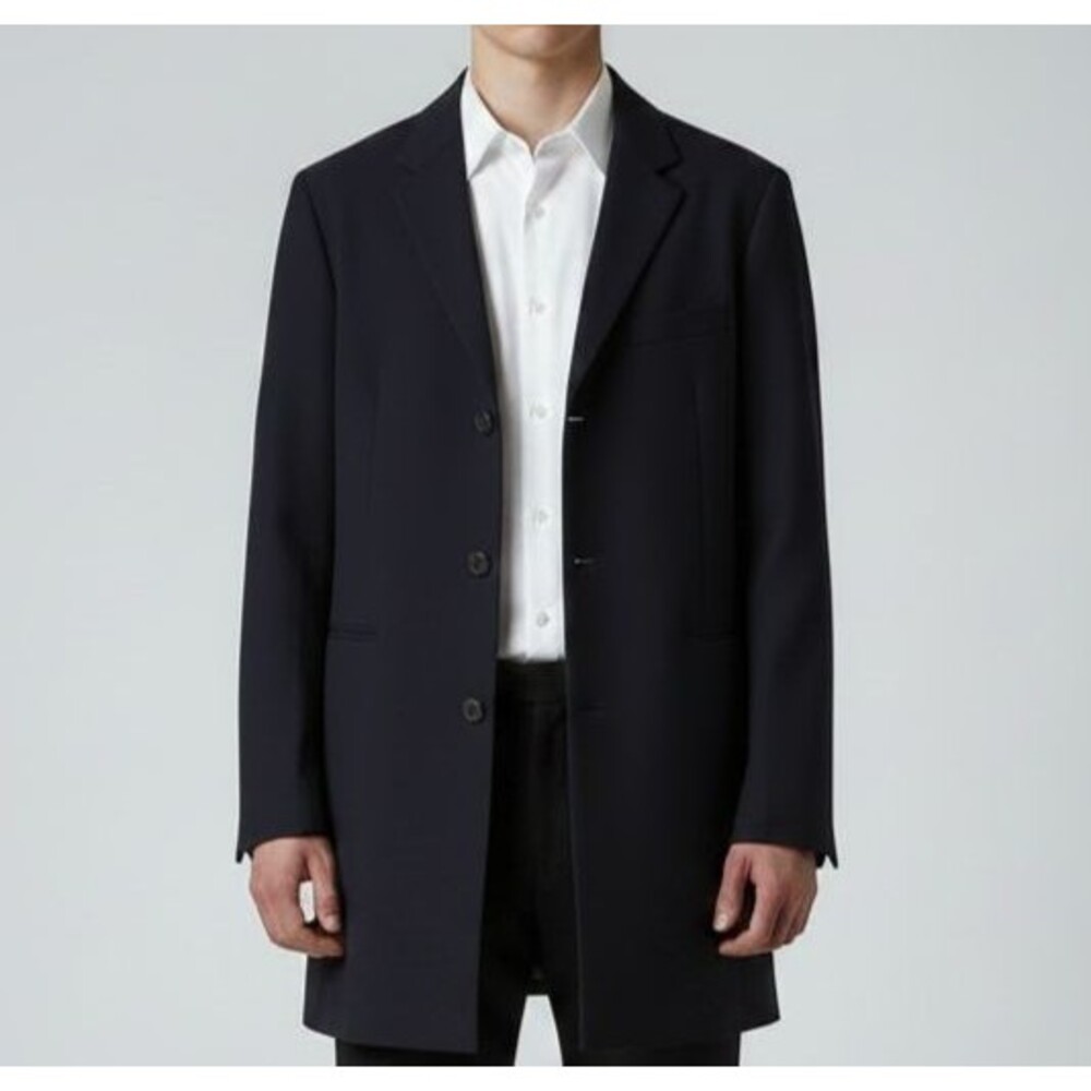 J CREW Ludlow Topcoat Wool Cashmere Men 42L Navy Blue Coat Overcoat Classic